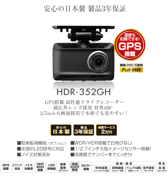ドライブレコーダー HDR-352GH